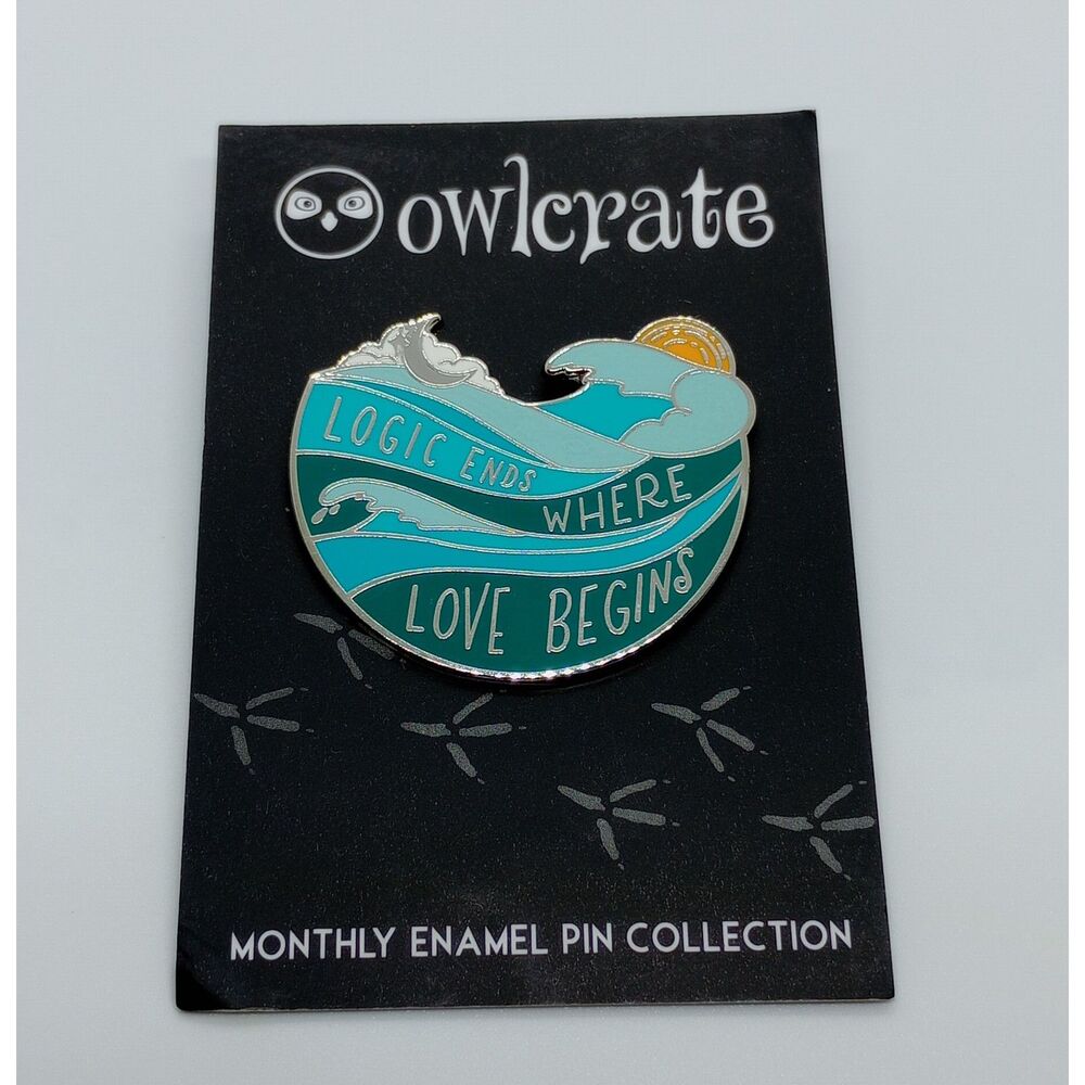 Owl Crate Logic Ends Where Love Begins Enamel Brooch Pin #75